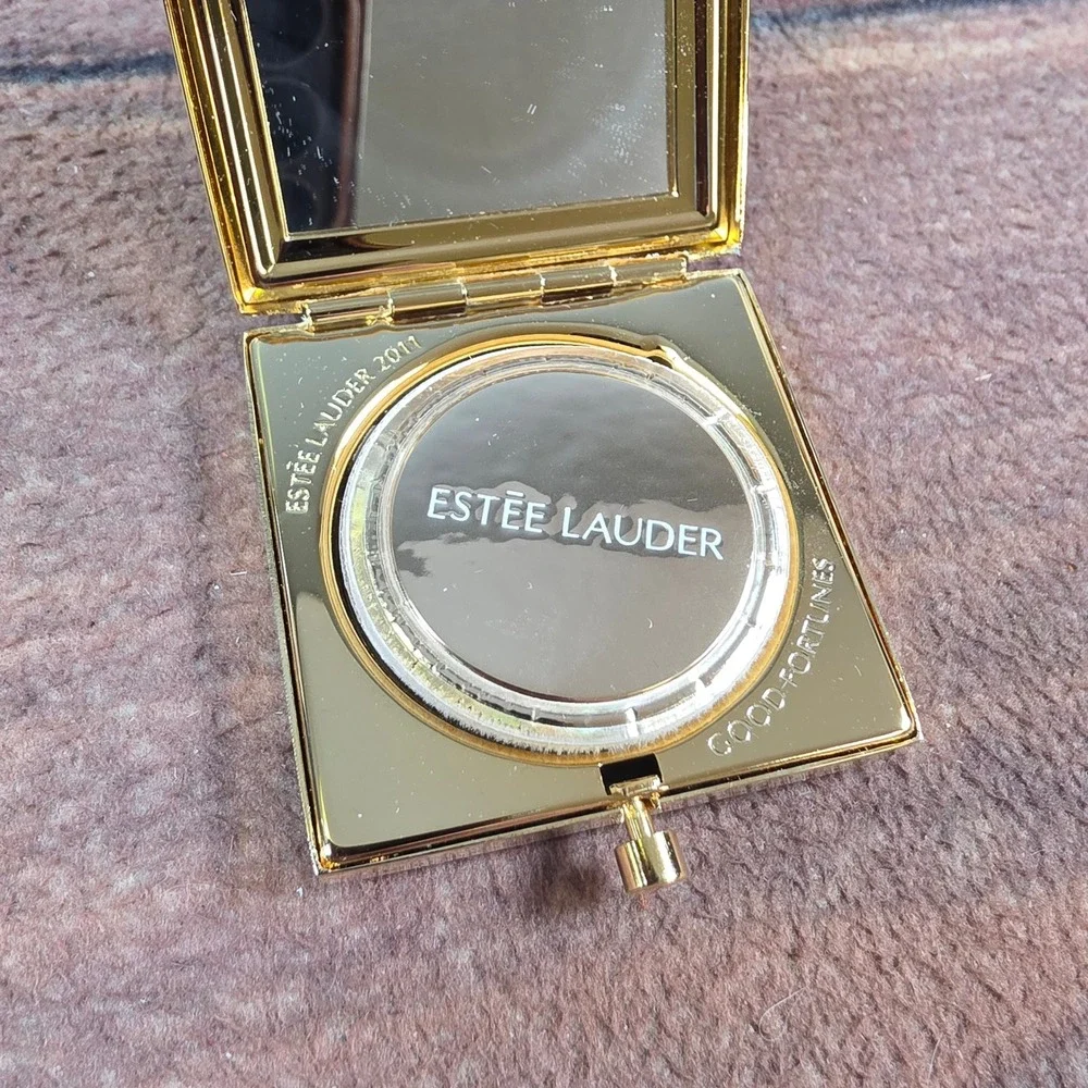 Estee Lauder Powder Compact Womens OS Gold Excellent Good Fortunes 2011 Stones
